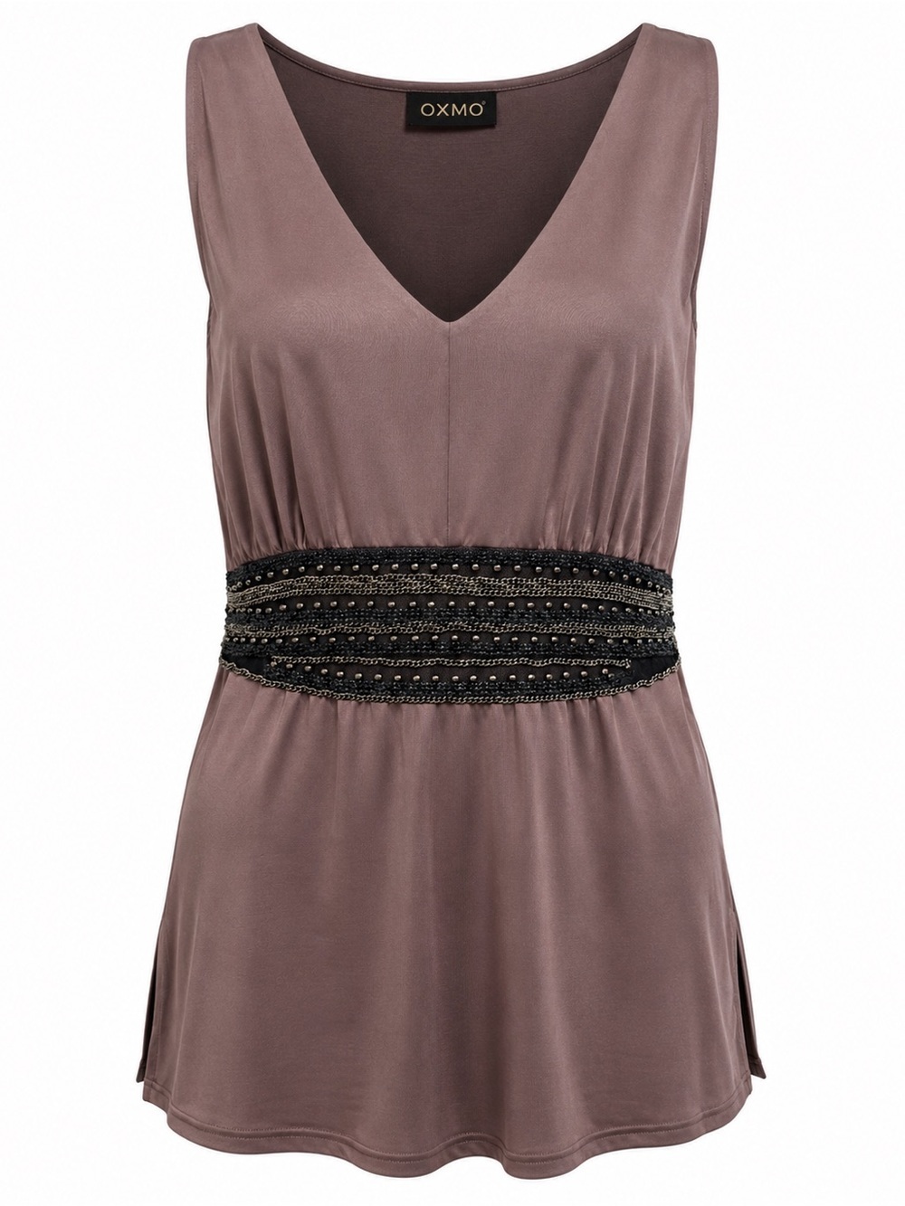 Oxmo Embellished Tunic Top Mauve Taupe Medium